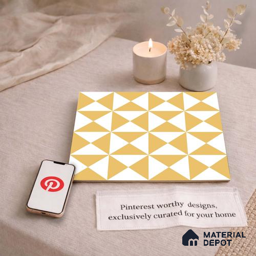Moroccan Wall & Floor Tile TL 11116 Golden Prism 1 ft x 1 ft Ceramic Matte Finish Tile - 10 mm | Suitable For Bathroom, Balcony & Kitchen Backsplash