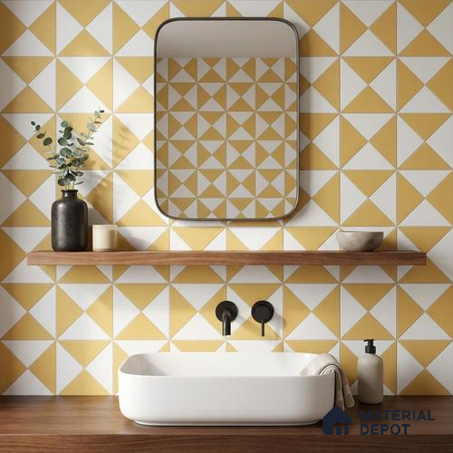 Moroccan Wall & Floor Tile TL 11116 Golden Prism 1 ft x 1 ft Ceramic Matte Finish Tile - 10 mm | Suitable For Bathroom, Balcony & Kitchen Backsplash