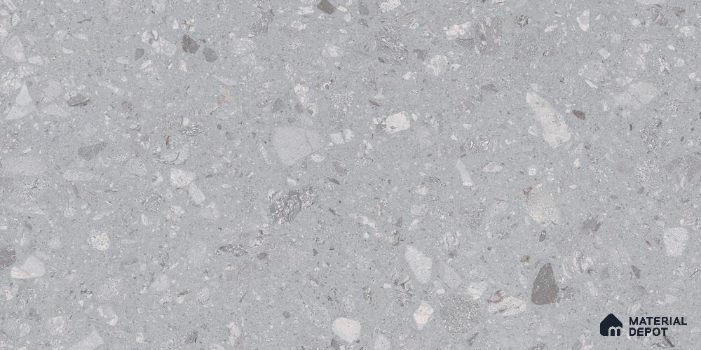 Grey Terrazzo Wall & Floor Tile TL 07050 4 ft x 2 ft Vitrified Glossy Finish - 9 mm | 8 Random Design | Suitable for Living Room, Bedroom, Bathroom