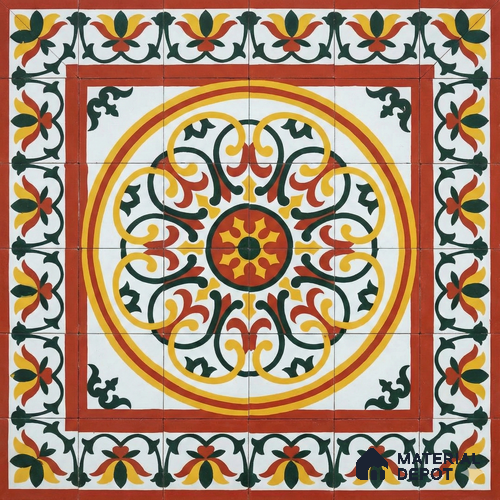 Athangudi Moroccan Floor Tile TL 10882 Pearl Finish 254 x 254 mm Center Concrete Tile - 18 mm