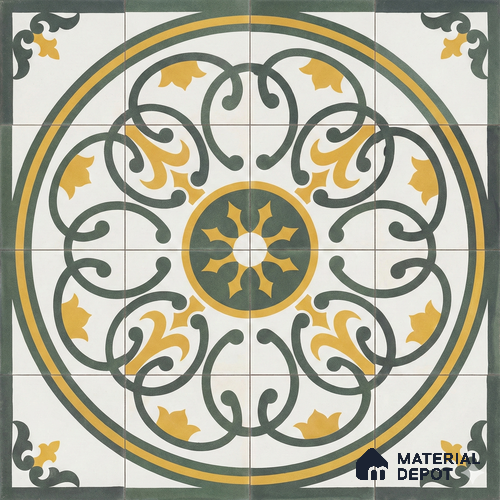 Athangudi Moroccan Floor Tile TL 10882 B Pearl Finish 254 x 254 mm Center Concrete Tile - 18 mm