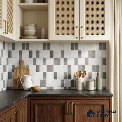 Faux Subway Wall Tile TL 11266 Urban Grid 2 ft x 1 ft Ceramic Granulla Finish Tile - 9 mm | Suitable For Bathroom, Balcony & Kitchen Backsplash