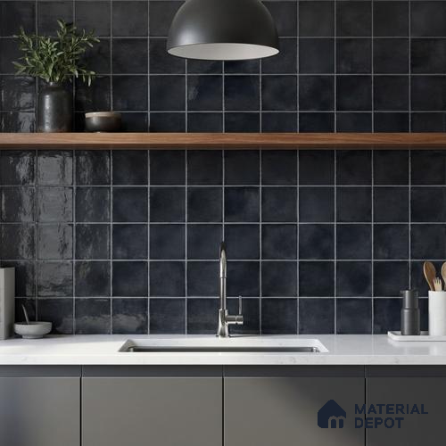 Faux Subway Wall Tile TL 11251 Noir Forge 2 ft x 1 ft Ceramic Glossy Finish Tile - 9 mm | Suitable For Bathroom, Balcony & Kitchen Backsplash