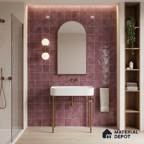 Faux Subway Wall Tile TL 11252 B Mulberry Mist 2 ft x 1 ft Ceramic Glossy Finish Tile - 9 mm | Suitable For Bathroom, Balcony & Kitchen Backsplash