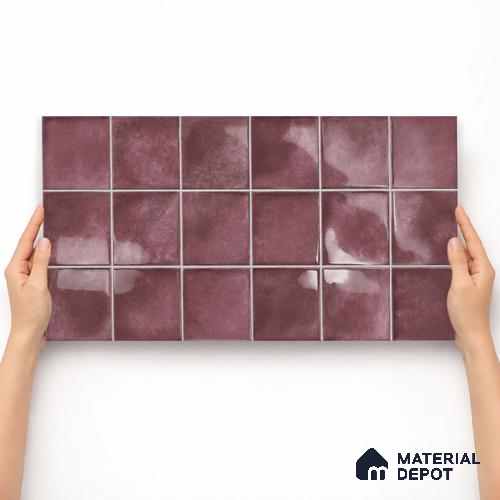 Faux Subway Wall Tile TL 11252 B Mulberry Mist 2 ft x 1 ft Ceramic Glossy Finish Tile - 9 mm | Suitable For Bathroom, Balcony & Kitchen Backsplash