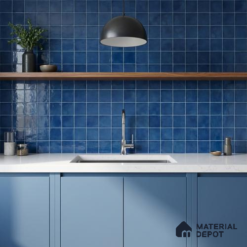 Faux Subway Wall Tile TL 11248 Indigo Mist 2 ft x 1 ft Ceramic Glossy Finish Tile - 9 mm | Suitable For Bathroom, Balcony & Kitchen Backsplash
