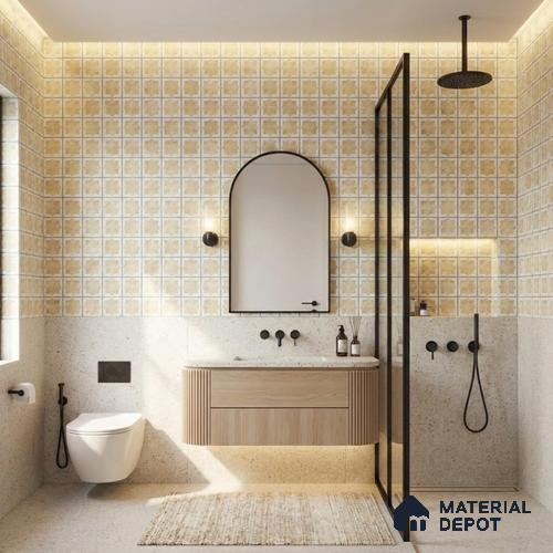 Patterned Wall Tile TL 11270 Cotto Star Mosaic 2 ft x 1 ft Ceramic Granulla Finish Tile - 9 mm | Suitable For Bathroom, Balcony & Kitchen Backsplash