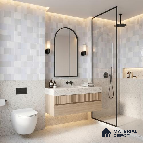 Faux Subway Wall Tile TL 11237 Frosted Mosaic 2 ft x 1 ft Ceramic Glossy Finish Tile - 9 mm | Suitable For Bathroom, Balcony & Kitchen Backsplash