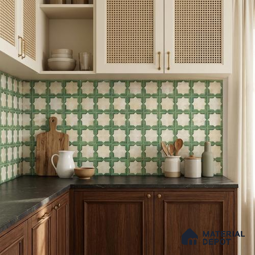 Patterned Wall Tile TL 11268 Sage Star 2 ft x 1 ft Ceramic Granulla Finish Tile - 9 mm | Suitable For Bathroom, Balcony & Kitchen Backsplash