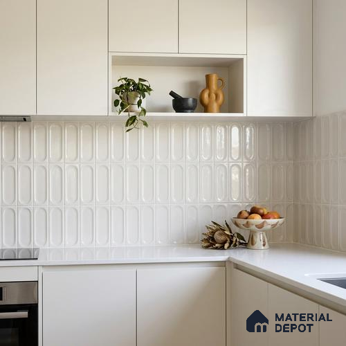 Faux Subway Wall Tile TL 11243 Ovaline Mist 2 ft x 1 ft Ceramic Glossy Finish Tile - 9 mm | Suitable For Bathroom, Balcony & Kitchen Backsplash