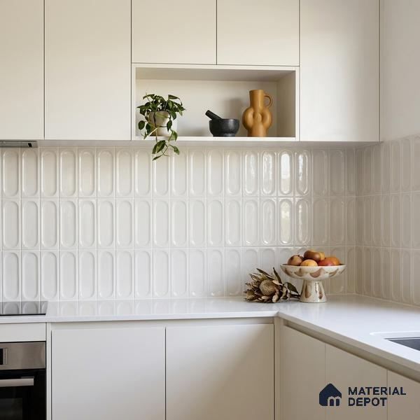 Faux Subway Wall Tile TL 11243 Ovaline Mist 2 ft x 1 ft Ceramic Glossy Finish Tile - 9 mm | Suitable For Bathroom, Balcony & Kitchen Backsplash