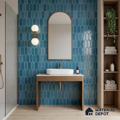 Faux Subway Wall Tile TL 11682 Marine Arch 2 ft x 1 ft Ceramic Glossy Finish Tile - 9 mm | Suitable For Bathroom, Balcony & Kitchen Backsplash