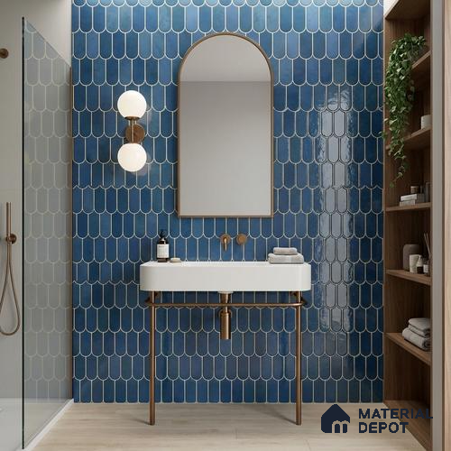 Faux Subway Wall Tile TL 11682 D Azure Fan 2 ft x 1 ft Ceramic Glossy Finish Tile - 9 mm | Suitable For Bathroom, Balcony & Kitchen Backsplash