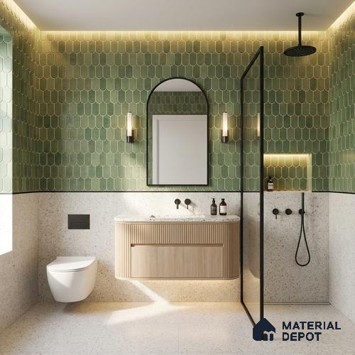 Faux Subway Wall Tile TL 11682 H Verdant Fan 2 ft x 1 ft Ceramic Glossy Finish Tile - 9 mm | Suitable For Bathroom, Balcony & Kitchen Backsplash