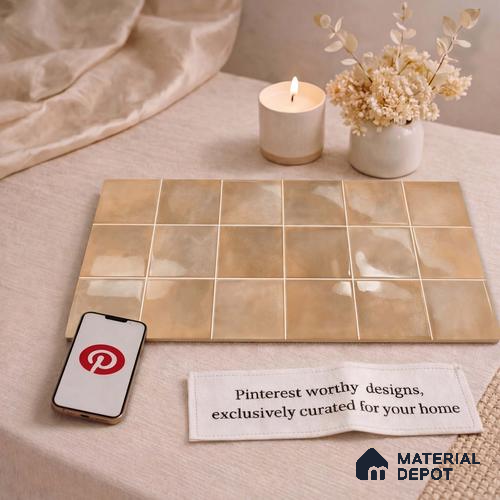 Faux Subway Wall Tile TL 11220 Sienna Cloud 2 ft x 1 ft Ceramic Glossy Finish Tile - 9 mm | Suitable For Bathroom, Balcony & Kitchen Backsplash