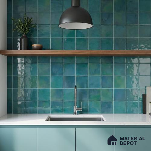 Faux Subway Wall Tile TL 11223 Lagoon Mist 2 ft x 1 ft Ceramic Glossy Finish Tile - 9 mm | Suitable For Bathroom, Balcony & Kitchen Backsplash