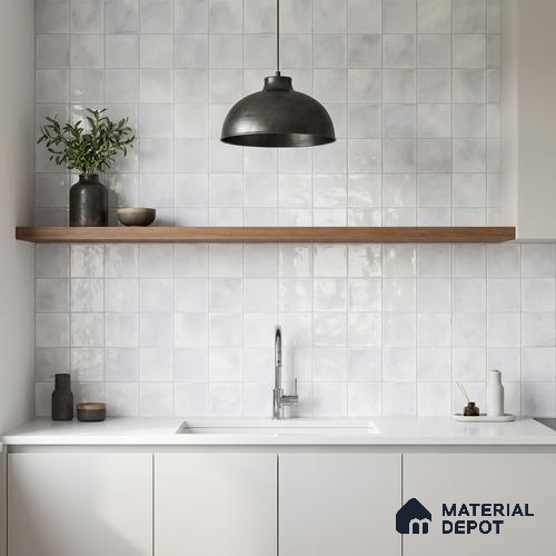 Faux Subway Wall Tile TL 11219 Cloud Mist 2 ft x 1 ft Ceramic Glossy Finish Tile - 9 mm | Suitable For Bathroom, Balcony & Kitchen Backsplash