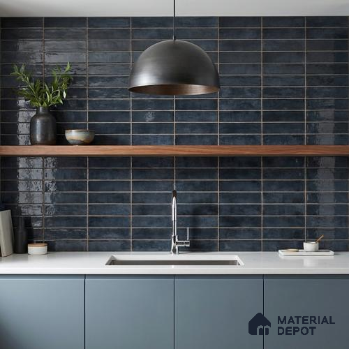 Faux Subway Wall Tile TL 11231 Forge Slate 2 ft x 1 ft Ceramic Glossy Finish Tile - 9 mm | Suitable For Bathroom, Balcony & Kitchen Backsplash