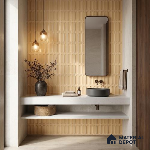 Faux Subway Wall Tile TL 11245 Sable Capsule 2 ft x 1 ft Ceramic Glossy Finish Tile - 9 mm | Suitable For Bathroom, Balcony & Kitchen Backsplash