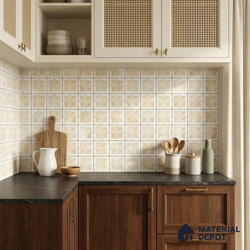 Patterned Wall Tile TL 11267 Sandstone Star 2 ft x 1 ft Ceramic Granulla Finish Tile - 9 mm | Suitable For Bathroom, Balcony & Kitchen Backsplash
