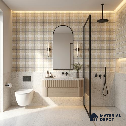 Patterned Wall Tile TL 11267 Sandstone Star 2 ft x 1 ft Ceramic Granulla Finish Tile - 9 mm | Suitable For Bathroom, Balcony & Kitchen Backsplash
