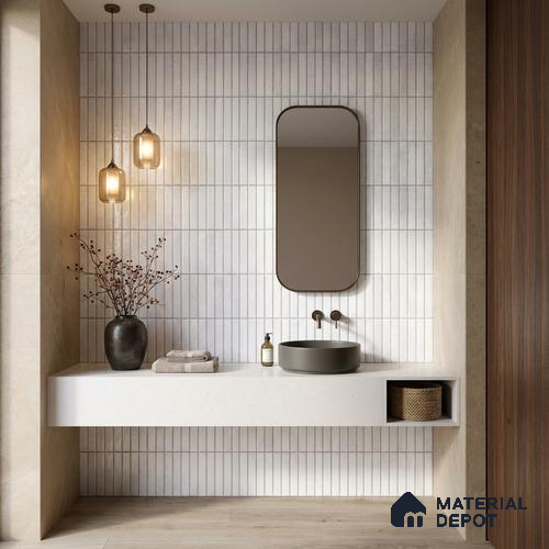 Faux Kitkat Subway Wall Tile TL 11684 B Frosted Lattice 2 ft x 1 ft Ceramic Glossy Finish Tile - 9 mm | Suitable For Bathroom, Balcony & Kitchen Backsplash