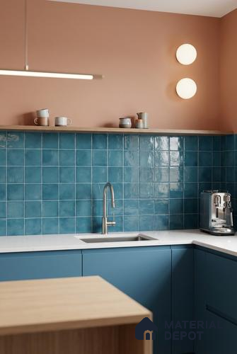 Faux Subway Wall Tile TL 11256 Azure Mist 2 ft x 1 ft Ceramic Glossy Finish Tile - 9 mm | Suitable For Bathroom, Balcony & Kitchen Backsplash