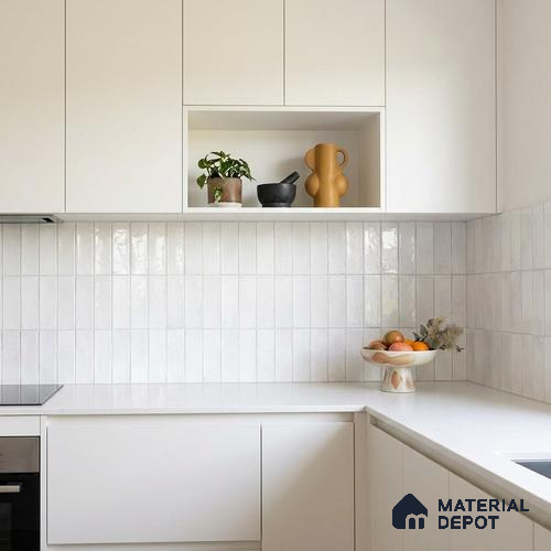 Faux Subway Wall Tile TL 11681 Kitkat Mist 2 ft x 1 ft Ceramic Glossy Finish Tile - 9 mm | Suitable For Bathroom, Balcony & Kitchen Backsplash