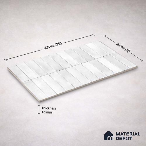 Faux Subway Wall Tile TL 11681 Kitkat Mist 2 ft x 1 ft Ceramic Glossy Finish Tile - 9 mm | Suitable For Bathroom, Balcony & Kitchen Backsplash