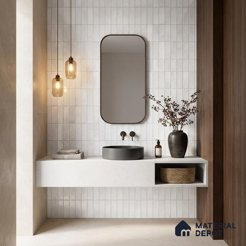 Faux Subway Wall Tile TL 11681 Kitkat Mist 2 ft x 1 ft Ceramic Glossy Finish Tile - 9 mm | Suitable For Bathroom, Balcony & Kitchen Backsplash