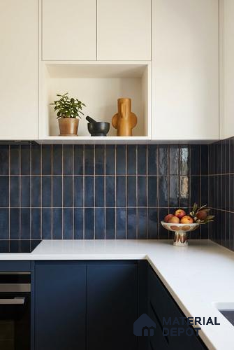 Faux Subway Wall Tile TL 11681 B Graphite Ridge 2 ft x 1 ft Ceramic Glossy Finish Tile - 9 mm | Suitable For Bathroom, Balcony & Kitchen Backsplash