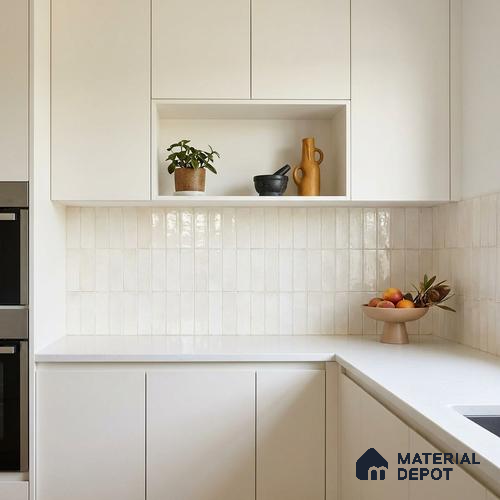 Faux Subway Wall Tile TL 11681 C Ivory Lattice 2 ft x 1 ft Ceramic Glossy Finish Tile - 9 mm | Suitable For Bathroom, Balcony & Kitchen Backsplash