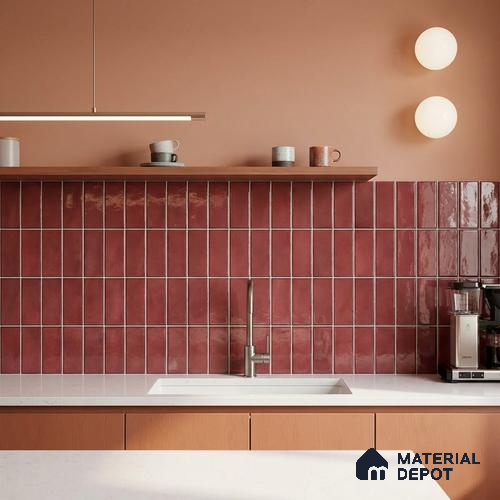 Faux Subway Wall Tile TL 11681 E Mulberry Lane 2 ft x 1 ft Ceramic Glossy Finish Tile - 9 mm | Suitable For Bathroom, Balcony & Kitchen Backsplash