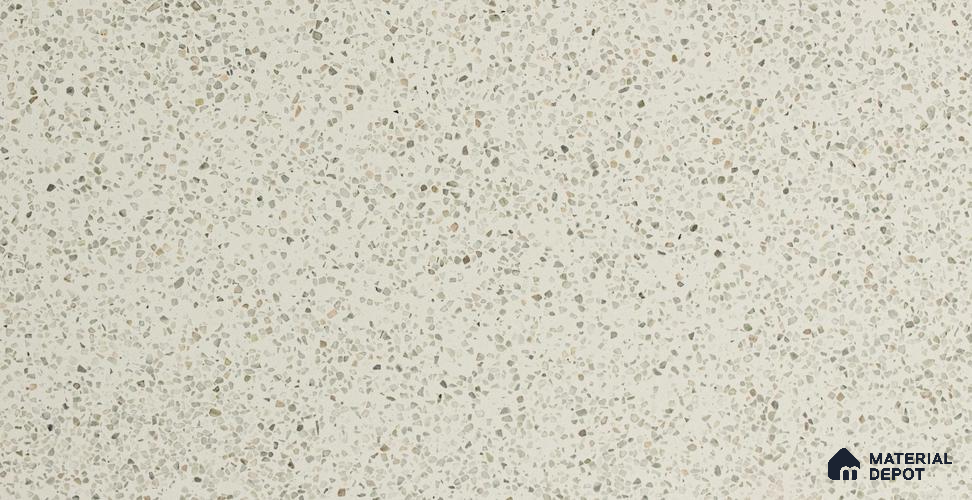 MR 00025 B Crystal White 10 ft x 4 ft Wall & Floor Terrazzo Slabs - 18 mm | Suitable for Office, Reception, Restaurant, Dining, Pooja Room