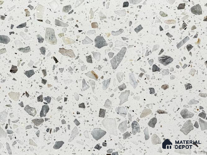 MR 00023 B Lunar Speckle 10 ft x 4 ft Wall & Floor Terrazzo Slabs - 18 mm | Suitable for Office, Reception, Restaurant, Dining, Pooja Room