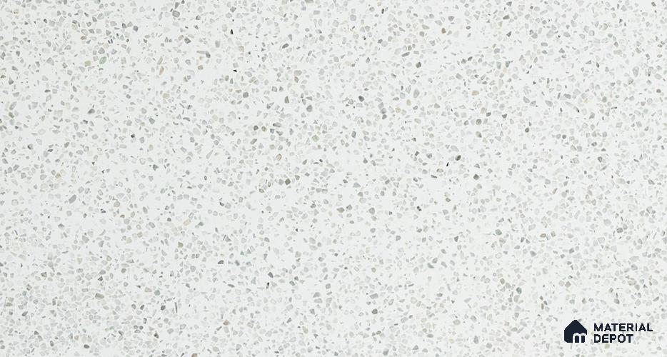 MR 00021 B Cluster White 10 ft x 4 ft Wall & Floor Terrazzo Slabs - 18 mm | Suitable for Office, Reception, Restaurant, Dining, Pooja Room