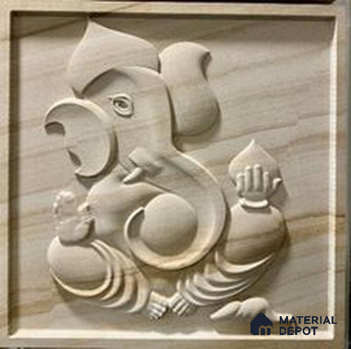 WL 00391 3D Marigold Ganesha 600 x 600 mm Natural Stone Wall Cladding | Stone is a Natural Product, Please Expect Variation in Shades