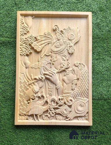 WL 00396 3D Saffron Radha Krishna 900 x 600 mm Natural Stone Wall Cladding |  Stone is a Natural Product, Please Expect Variation in Shades