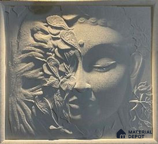 WL 00398 3D Snow Buddha 750 x 750 mm Natural Stone Wall Cladding | Stone is a Natural Product, Please Expect Variation in Shades