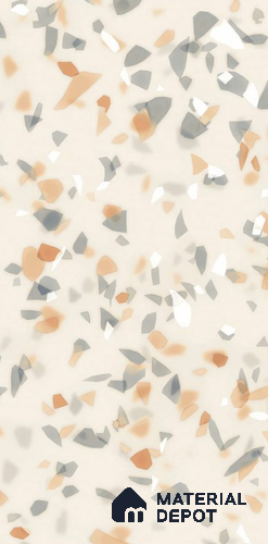 Terrazzo Floor & Wall Tile TL 10856 Classico Brown 4 ft x 2 ft Glossy Finish Vitrified Tile - 9 mm | 3 Random Designs | Suitable for Living Room, Bedroom & Kitchen