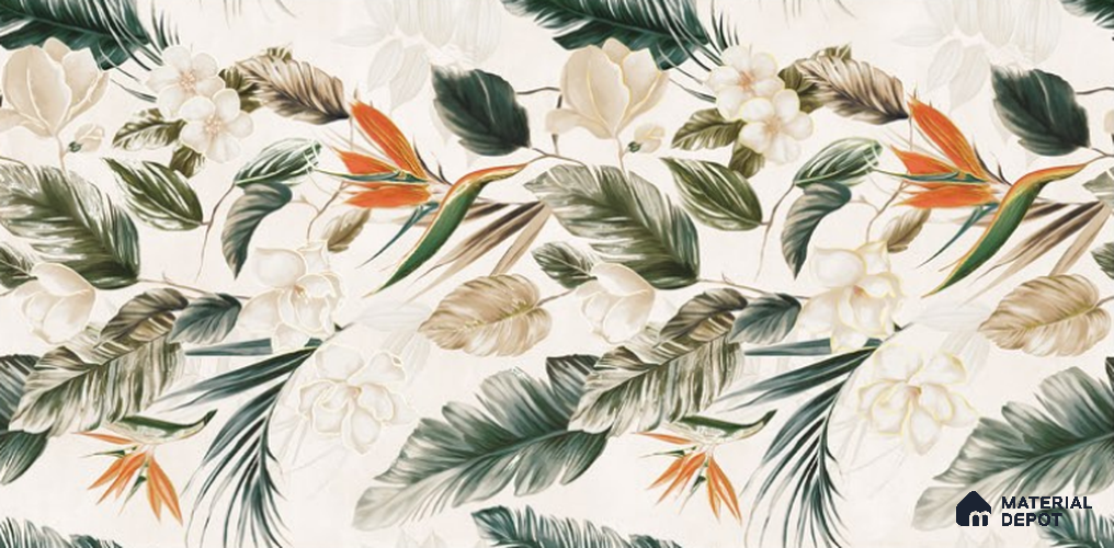 Floral Wall Tile TL 12006 B Botanical Decor-4 4 ft x 2 ft Carving Matte Finish Vitrified Tile - 9 mm