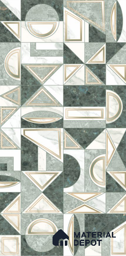 Patterned Wall Tile TL 10871 Olimpia Green Decor 4 ft x 2 ft Carving High Gloss Finish Vitrified Tile - 9 mm | Suitable for Living Room, Bedroom & Kitchen