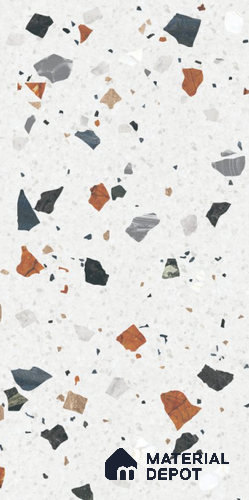 Terrazzo Floor & Wall Tile TL 10852 Luciana White 4 ft x 2 ft Carving Matte Finish Vitrified Tile - 9 mm | 5 Random Designs | Suitable for Living Room, Bedroom & Kitchen