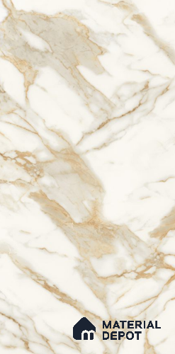 Marble Floor & Wall Tile TL 10850 B Antique Calcatta Gold 4 ft x 2 ft Glossy Finish Vitrified Tile - 9 mm | 7 Random Designs | Suitable for Living Room, Bedroom & Kitchen