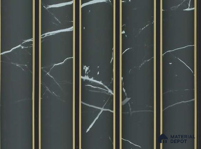 Black Marble Louver PN 05628 8 ft x 6 inch Charcoal Panel - 11 mm | Suitable for Feature Wall, TV Unit & Living Room | Width is Subjected to 5% Variation