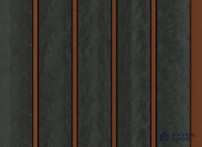 Grey Wooden Louver PN 05632 8 ft x 6 inch Charcoal Panel - 11 mm | Suitable for Feature Wall, TV Unit & Living Room | Width is Subjected to 5% Variation