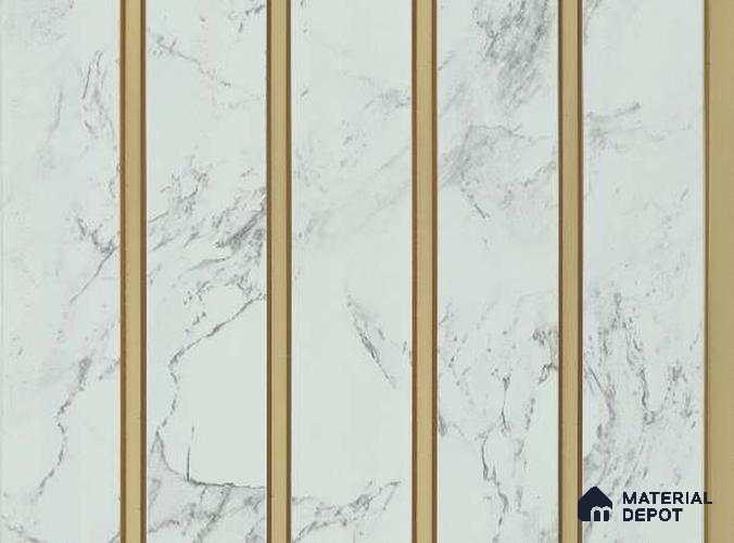 White Marble Louver PN 05634 8 ft x 6 inch Charcoal Panel - 11 mm | Suitable for Feature Wall, TV Unit & Living Room | Width is Subjected to 5% Variation