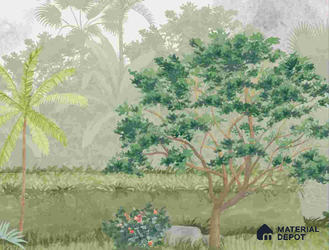 8820 72 03 Riziere | 10 Meter x 21 Inch Non Woven Tropical Look Wallpaper - 57 Sq. Ft. 