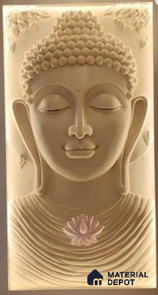 Duco Paintable Buddha 3D Design CNC Made HDHMR Panel 8 ft x 4 ft - 60 mm