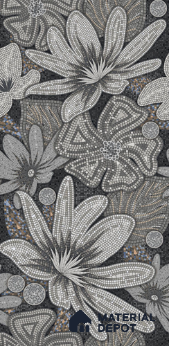 Floral Wall Tile TL 08659 Black 4 ft x 2 ft Matte Finish Vitrified Tile - 9 mm
